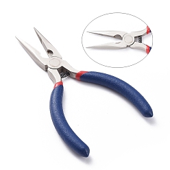 Midnight Blue Jewelry Pliers, #50 Steel(High Carbon Steel) Wire Cutter Pliers, Chain Nose Pliers, Serrated Jaw, 135x53mm, Midnight Blue, 135x53mm