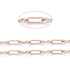 Rose Gold Ion Plating(IP) 304 Stainless Steel Link Chains, Paperclip Chains, Soldered, with Spool, Rose Gold, Square Link: 1.8x5x0.5mm, 8 Sharped Link: 2.1x4.6x0.5mm, about 65.61 Feet(20m)/roll