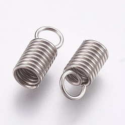 Stainless Steel Color 304 Stainless Steel Terminators, Coil Cord Ends, Stainless Steel Color, 11x4.5mm, Hole: 3mm, Inner Diameter: 3mm