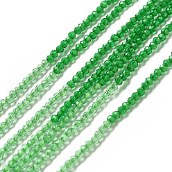 Pale Green 2 Colors Transparent Glass Beads Strands, Segmented Multi-color Beads, Faceted, Round, Pale Green, 2mm, Hole: 0.5~0.6mm, about 184~211pcs/strand, 15.28~15.75 inch(38.8~40cm)