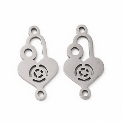 Stainless Steel Color 201 Stainless Steel Connector Charms, Heart Shaped Lock Links, Stainless Steel Color, 18x9.5x1mm, Hole: 1.2mm