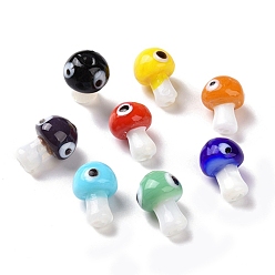 Mixed Color Handmade Evil Eye Lampwork Beads, Mushroom Shape, Mixed Color, 16.5~18x11.5~13x11.5~13mm, Hole: 1.6~2mm
