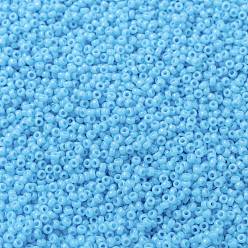 (RR413) Непрозрачный Бирюзово-синий Миюки круглые бусины рокайль, японский бисер, (rr 413) непрозрачный бирюзовый, 15/0, 1.5 мм, Отверстие : 0.7 мм , около 27777 шт / 50 г