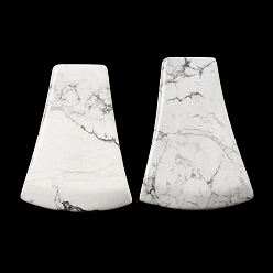 Howlite Natural Howlite Pendants, Fan Charms, 40x28~30x7.5~10mm, Hole: 3~3.5mm
