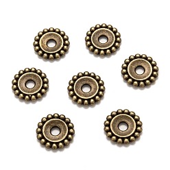 Antique Bronze Tibetan Style Alloy Beads, Flower, Lead Free and Cadmium Free, Antique Bronze, 17.5x3mm, Hole: 4mm