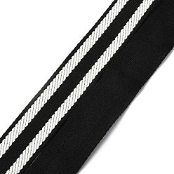 Stripe Adjustable Nylon Bag Chains Strap, with Light Gold Iron Swivel Clasps, for Bag Replacement Accessories, Black & White, Stripe Pattern, 82~147x3.9cm