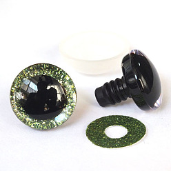 Dark Olive Green Plastic Safety Craft Eye, with Spacer, PU Sequins Ring, for DIY Doll Toys Puppet Plush Animal Making, Dark Olive Green, 12mm