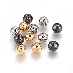 Mixed Color Brass Enamel Beads, Sports Beads, Long-Lasting Plated, Baseball, Mixed Color, 9.3x9mm, Hole: 2.1mm