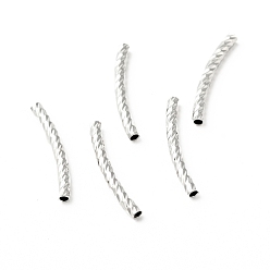 Platinum Rack Plating Brass Curved Tube Beads, Cadmium Free & Lead Free, Long-Lasting Plated, Platinum, 20x2mm, Hole: 1.2mm