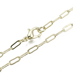 Light Gold Cadenas de clip de latón, Elaboración de collar de cadenas de cable alargadas dibujadas, con cierre de langosta, la luz de oro, 24.01 pulgada (61 cm) de largo, link: 7.4x2.8 mm, anillo de salto: 5x1 mm