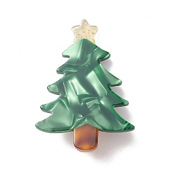 Christmas Tree Christmas Cellulose Acetate Alligator Hair Clip, with Alloy Chips, Christmas Tree, 45x32mm