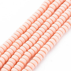 Misty Rose Handmade Polymer Clay Beads Strands, for DIY Jewelry Crafts Supplies, Flat Round, Misty Rose, 6~7x3mm, Hole: 1.5mm, about 113~116pcs/strand, 15.55 inch~16.14 inch(39.5~41cm)