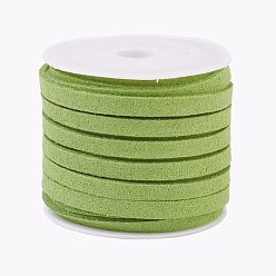 Green Yellow Faux Suede Cord, Faux Suede Lace, Green Yellow, 5x1.5mm, about 5.46 yards(5m)/roll, 25rolls/bag