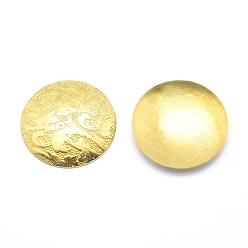 Raw(Unplated) Brass Cabochons, Lead Free & Cadmium Free & Nickel Free, Flat Round with Flower, Raw(Unplated), 20x2.5mm