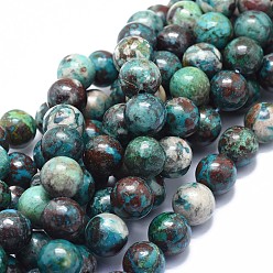 Chrysocolle Chapelets de perles chrysocolla naturelles , ronde, 12mm, Trou: 1mm, Environ 33 pcs/chapelet, 15.1~15.5 pouce (38.5~39.5 cm)