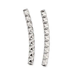 Color de Acero Inoxidable 304 perlas de tubo de acero inoxidable, Corte de diamante, tubo curvado, color acero inoxidable, 20x2 mm, agujero: 1 mm