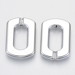 Platinum UV Plating Acrylic Linking Rings, Quick Link Connectors, for Cross Chains Making, Rectangle, Platinum, 31x21x4.5mm, Inner Diameter: 18x8.5mm