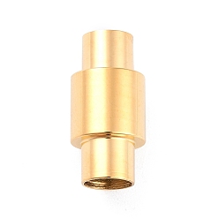 Golden Ion Plating(IP) 304 Stainless Steel Magnetic Clasps with Glue-in Ends, Column, Golden, 20x10mm, Hole: 6mm