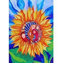 Flower DIY Diamond Painting Kits, including Resin Rhinestones, Diamond Sticky Pen, Tray Plate and Glue Clay, Sunflower Pattern, 400x300mm