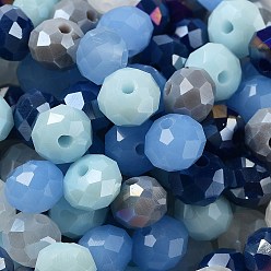 Bleu Clair Des billes de verre, facette, rondelle, bleu clair, 4x3mm, Trou: 0.4mm, environ820 pcs / 60 g