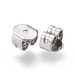 Stainless Steel Color 304 Stainless Steel Ear Nuts, Earring Backs, Stainless Steel Color, 5x5x3.5mm, Hole: 0.8mm
