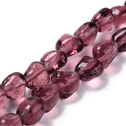 Old Rose Handmade Lampwork Beads Strands, Nuggets, Old Rose, 10x9.5x7.5mm, Hole: 1.2mm, about 40pcs/strand, 15.16 inch(38.5cm)