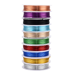 Color mezclado Alambre de aluminio redondo, Alambre de metal flexible para manualidades para hacer joyas, color mezclado, 20 calibre, 0.8 mm, 5 m / rollo (16.4 pies / rollo), 10 rollos / grupo