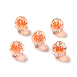 Orange Perles acryliques irisées arc-en-ciel à placage uv bicolore, citrouille, orange, 15.5x14.5~15mm, Trou: 2.7~2.8mm