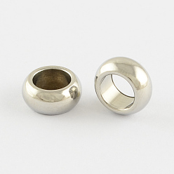 Stainless Steel Color 201 Stainless Steel Large Hole Rondelle Beads, Stainless Steel Color, 11x5mm, Hole: 7mm
