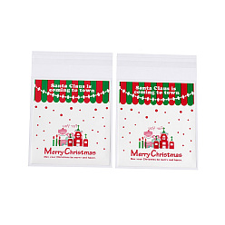 Белый Дым Пластиковый пакет для выпечки с рождественской тематикой, с самоклеющейся, для шоколада, конфеты, печенье, квадратный, серый, 130x100x0.2 мм, около 100 шт / упаковка