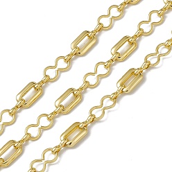 Real 18K Gold Plated Brass Rectangle & Infinity Link Chains, with Spool, Unwelded, Long-Lasting Plated, Cadmium Free & Nickel Free & Lead Free, Real 18K Gold Plated, 12x7.5x2.5mm, 14x7x1mm, 9.5x4x2mm