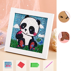 Panda Kits de cadre photo de peinture au diamant diy, y compris le sac de strass en résine, stylo collant diamant, plateau plaque & colle argile, panda, 150x150mm