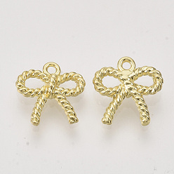 Light Gold Alloy Charms, Bowknot, Light Gold, 13x13x3mm, Hole: 1.4mm