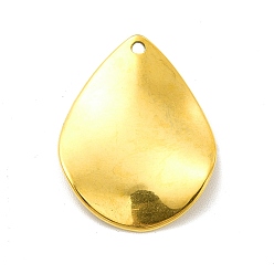 Oro Revestimiento iónico (ip) 201 colgantes de acero inoxidable, encanto de lágrima, dorado, 22.5x17.5x1.5 mm, agujero: 1.2 mm