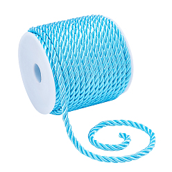 Cyan PANDAHALL ELITE 3-Ply Polyester Braided Cord, Twisted Rope, for DIY Cord Jewelry Findings, Cyan, 5mm, about 18m/roll