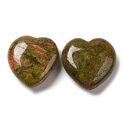 Unakita Piedras curativas naturales de unakita, corazón amor piedras, Piedras de palma de bolsillo para equilibrio de reiki., 30x30x11.5~12.5 mm