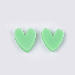 Светло-зеленый Ручной полимерной глины украшения искусства ногтя, Модные уходу за ногтями, без отверстия , сердце, светло-зеленый, 4~6x4~5x1~2 мм