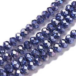 Bleu Foncé Perles verre opaque brins, facette, rondelle, bleu foncé, 8x6mm, Trou: 1mm, Environ 98 pcs/chapelet, 24.02'' (61 cm)