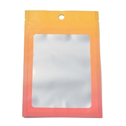 Orange Sac de fermeture à glissière en plastique, sacs de rangement de couleur dégradée, sac auto-scellant, joint haut, avec fenêtre et trou de suspension, rectangle, orange, 15x10x0.25 cm, épaisseur unilatérale : 3.9 mil(0.1mm), 95~100 pcs /sachet 