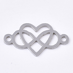 Stainless Steel Color 201 Stainless Steel Links connectors, Laser Cut Links, Heart with Infinity, Stainless Steel Color, 13x24x1mm, Hole: 1.8mm