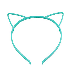 Turquoise Moyen Bandes de cheveux en plastique oreille de chat mignon, accessoires de cheveux pour les filles, turquoise moyen, 165x145x6mm