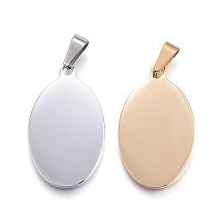 Mixed Color 304 Stainless Steel Pendants, Flat Oval, Stamping Blank Tag, Mixed Color, 38x23x2mm, Hole: 10x5mm