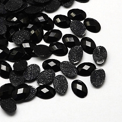 Noir Facettes ovale acrylique correctif rhinestone flatback arrière plat cabochons pour la conception de vêtement, noir, 10x14x3 mm, sur 1000 PCs / sac