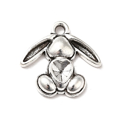 Antique Silver Tibetan Style Alloy Pendant Rhinestone Settings, Rabbit, Antique Silver, Fit For 4x3.5mm Rhinestone, 17x17.5x3mm, Hole: 1.5mm, about 909pcs/1000g
