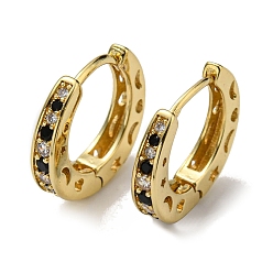 Real 18K Gold Plated Rack Plating Brass Hoop Earrings with Cubic Zirconia, Lead Free & Cadmium Free, Real 18K Gold Plated, 15x16x3mm