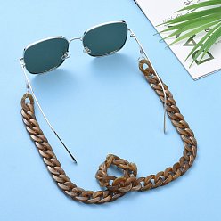 Dark Goldenrod Eyeglasses Chains, Neck Strap for Eyeglasses, with Acrylic Curb Chains, 304 Stainless Steel Jump Rings and Rubber Loop Ends, Dark Goldenrod, 27.56 inch(70cm)