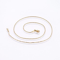 Golden 304 Stainless Steel Snake Chain Necklaces, with Lobster Claw Clasps, Golden, 17.7 inch(45cm), 1x1mm