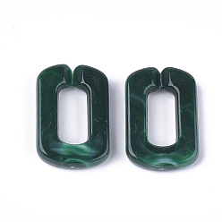 Vert Foncé Anneaux liant acrylique, connecteurs à liaison rapide, pour la fabrication de chaînes de bijoux, style de pierres fines imitation, ovale, vert foncé, 30.5x20x5mm, trou: 17.5x8 mm, sur: 220 pcs / 500 g