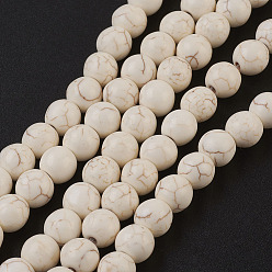Magnesite Synthetic Magnesite Beads Strands, Round, 8mm, Hole: 1mm, about 50pcs/strand