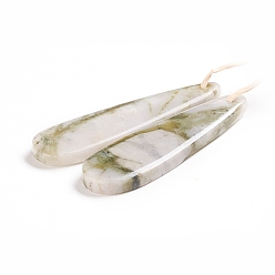Jade Pendentifs en jade xiuyan naturel, pour la fabrication de bijoux, larme, 45~45.5x12~12.5x4~4.5mm, Trou: 1mm